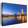 Large canvas print of Sacramento skyline in muted earth tones, ideal for kitchen wall art.