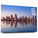 Large abstract wall art of San Diego scenery on acrylic glass, ideal for bedroom or dining room decor.