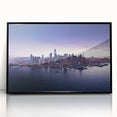 Large abstract wall art depicting the San Francisco skyline in muted gray tones on a framed acrylic print.