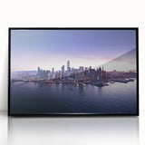 Large abstract wall art depicting the San Francisco skyline in muted gray tones on a framed acrylic print.