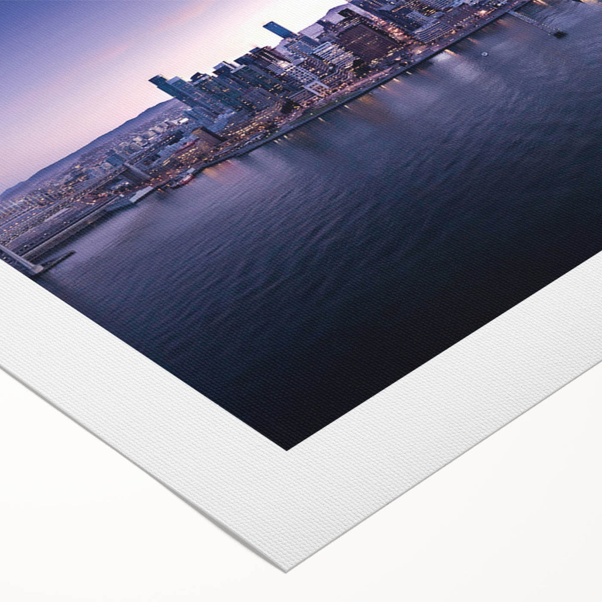 Art deco poster of San Francisco skyline in monochrome, rolled canvas, suitable for dining room wall.