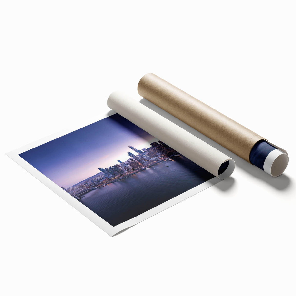 Extra large rolled print of San Francisco scenery in muted earth tones, ideal for classy bathroom wall art.