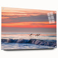 Large abstract depiction of Santa Barbara scenery on acrylic glass, with a palette of blue and green.