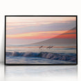 Large abstract wall art depicting the Santa Barbara coastline in muted earth tones on a framed acrylic panel.