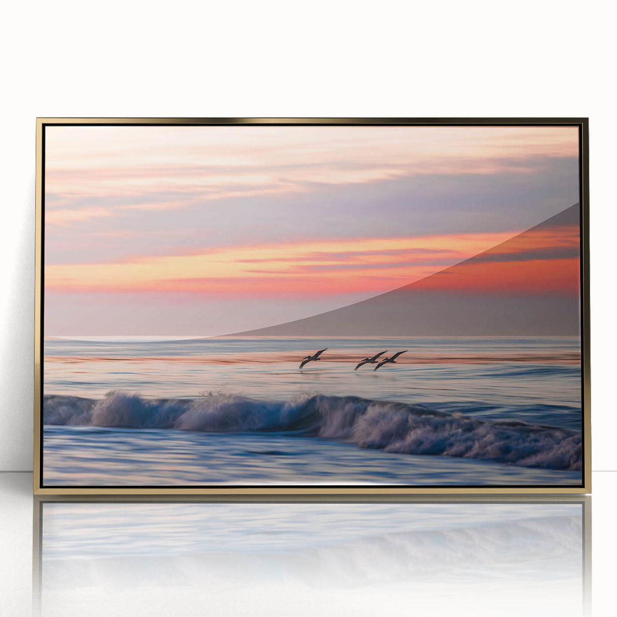 Large art print of Santa Barbara scenery in muted earth tones on framed acrylic, suitable for modern nursery decor.