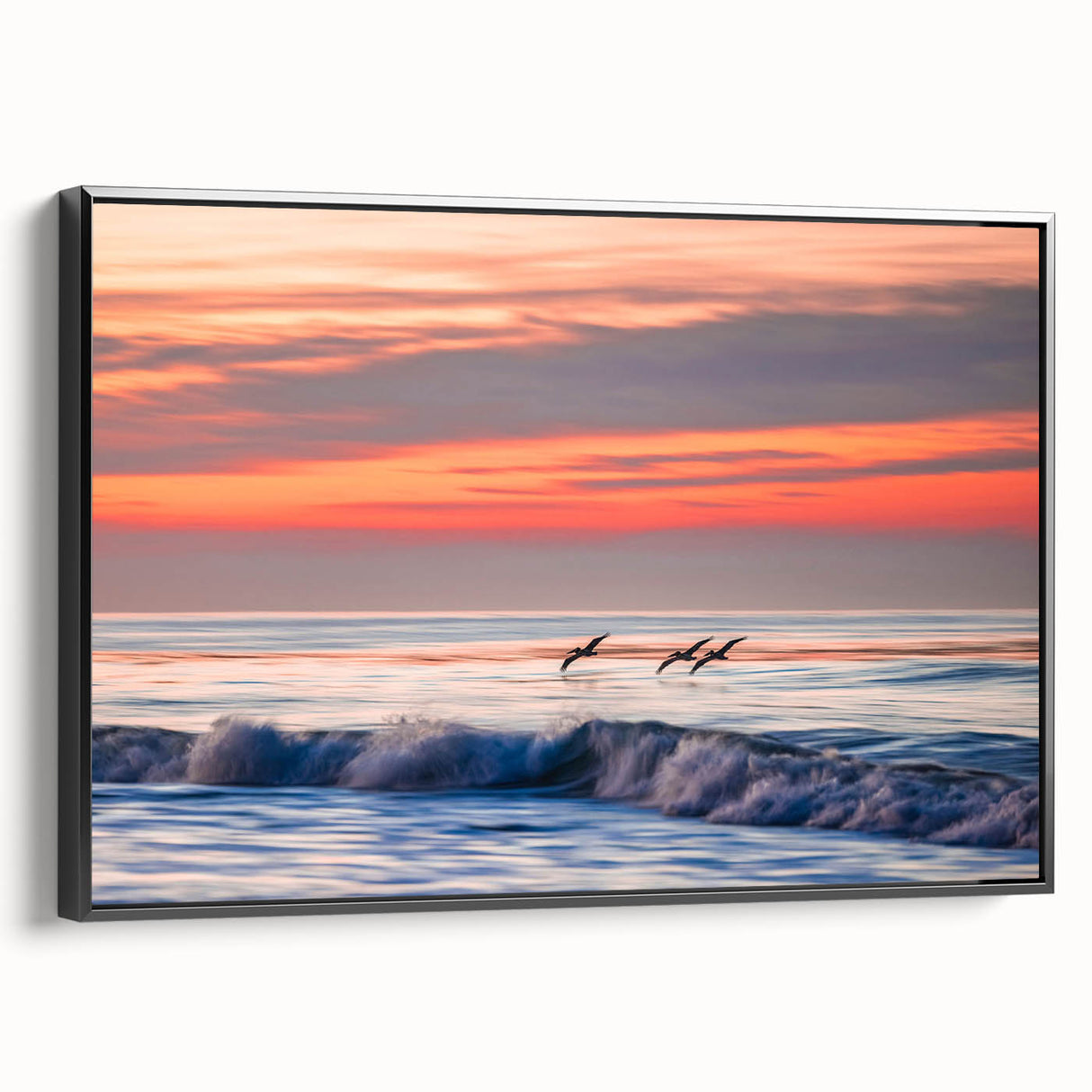 Black and white landscape art painting of Santa Barbara on framed canvas, suitable for bedroom wall decor.