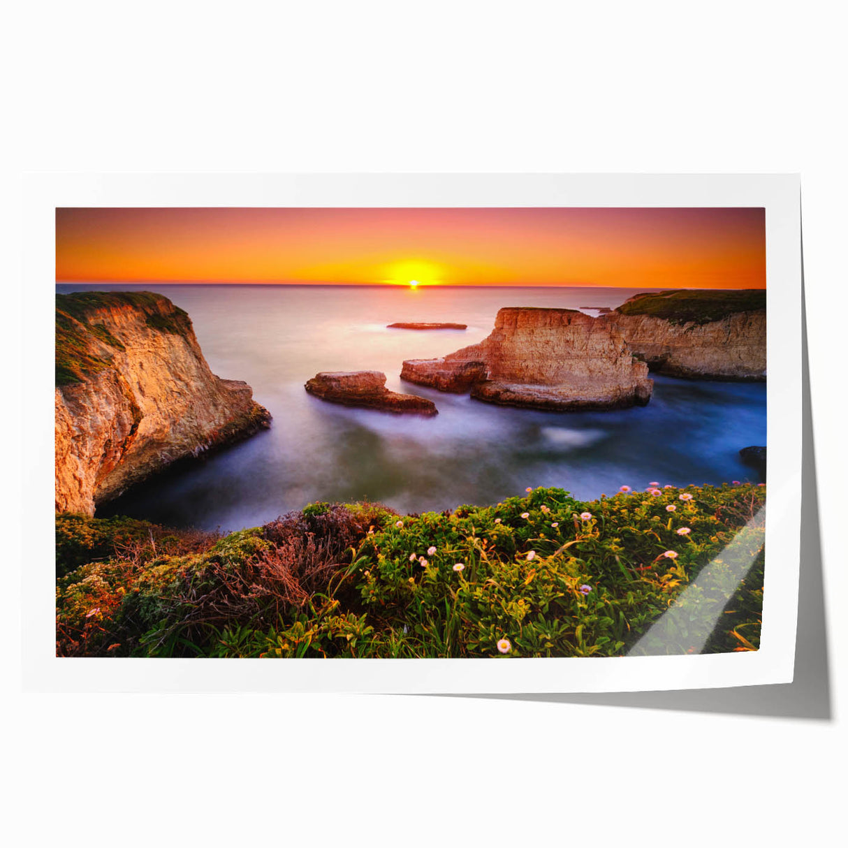 Extra large rolled print of Santa Cruz scenery in neutral tones, ideal for art wall dining room placement.