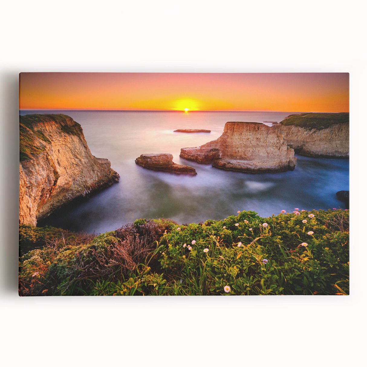 Black and white photograph of Santa Cruz on stretched canvas, ideal for kitchen wall art.