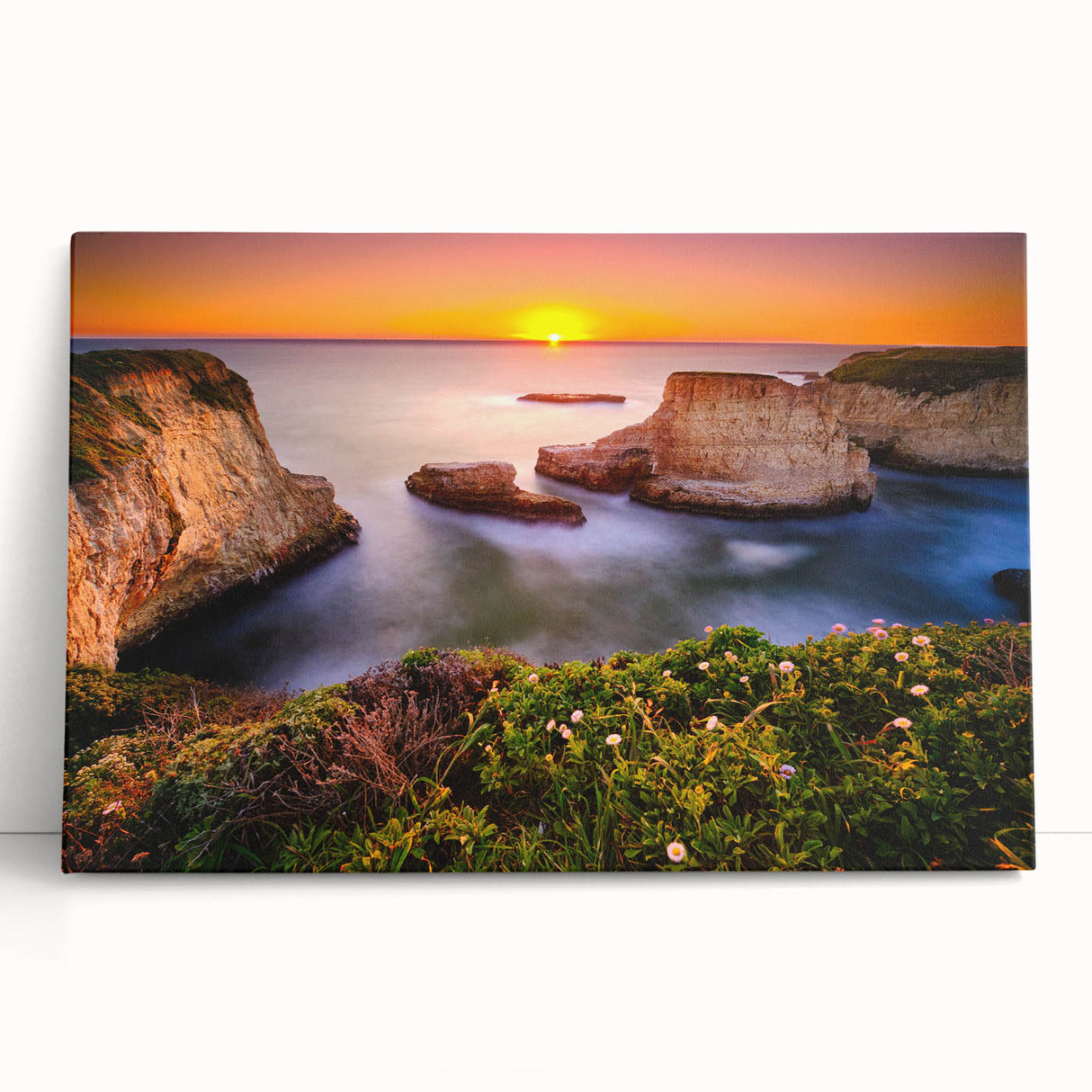 Black and white stretched canvas of Santa Cruz scenery, ideal for kitchen wall art or bedroom.