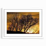 Abstract art print depicting a serene Vail, Colorado landscape in muted earth tones, framed with a white mat.