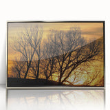 Mid-century modernist art depicting Vail, Colorado scenery in acrylic, framed in silver, suitable for nursery wall decor.
