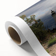 Art Deco poster of Connecticut scenery on rolled canvas, featuring pastel shades, ideal for nursery wall art.