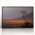 Large abstract wall art depicting Daytona scenery in muted blue and green tones on a framed acrylic.