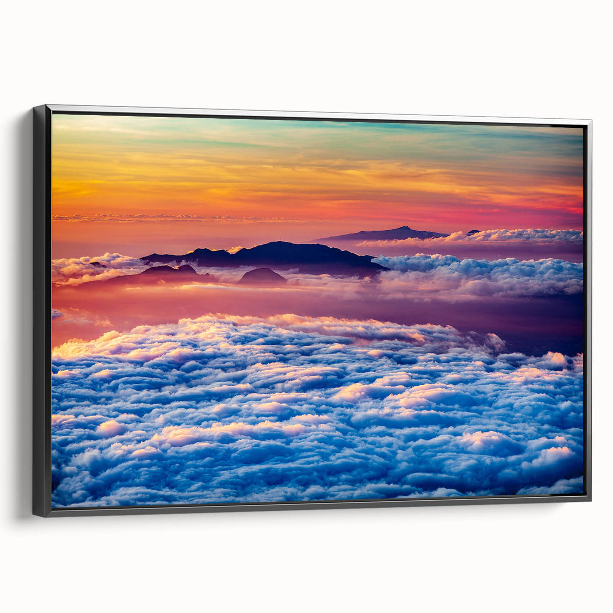 Black and white landscape art of Maui, framed canvas, ideal for bedroom wall decor.