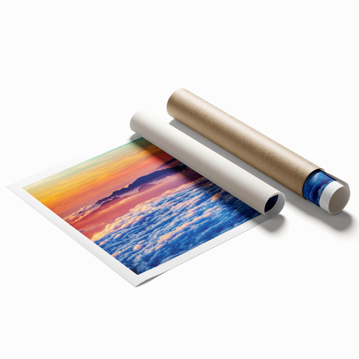Extra large rolled canvas print of Maui scenery with vibrant floral elements, ideal for classy bathroom wall art.