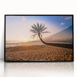 Large abstract wall art depicting the Oahu, Hawaii coastline in mid-century modernist style.