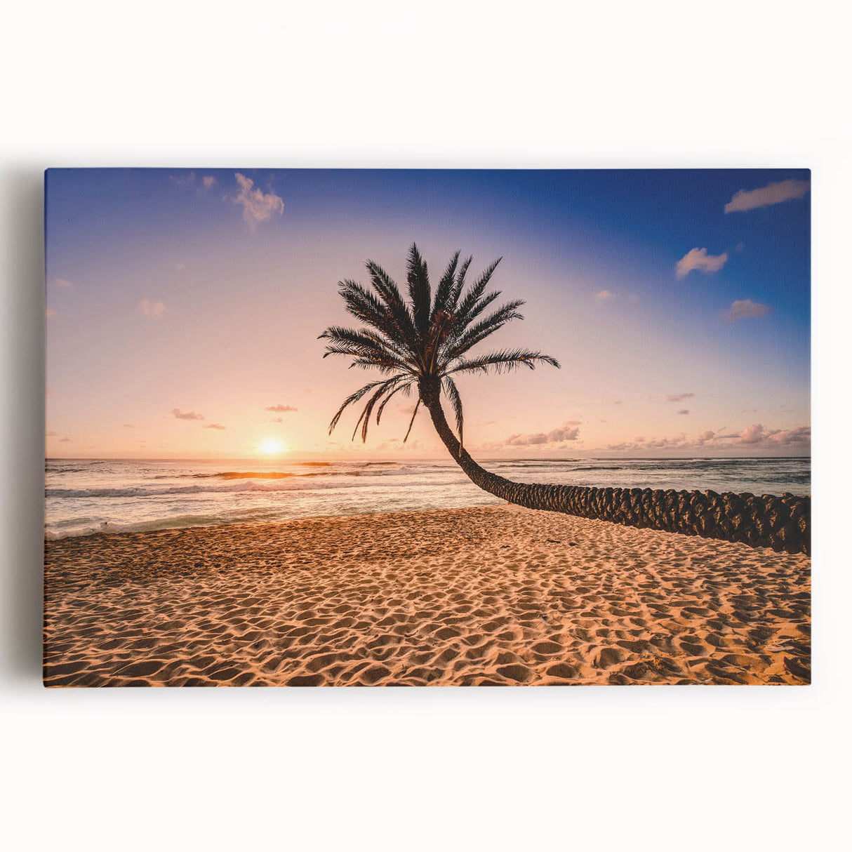 Black and white large art print of Oahu scenery on stretched canvas, ideal for kitchen wall art.