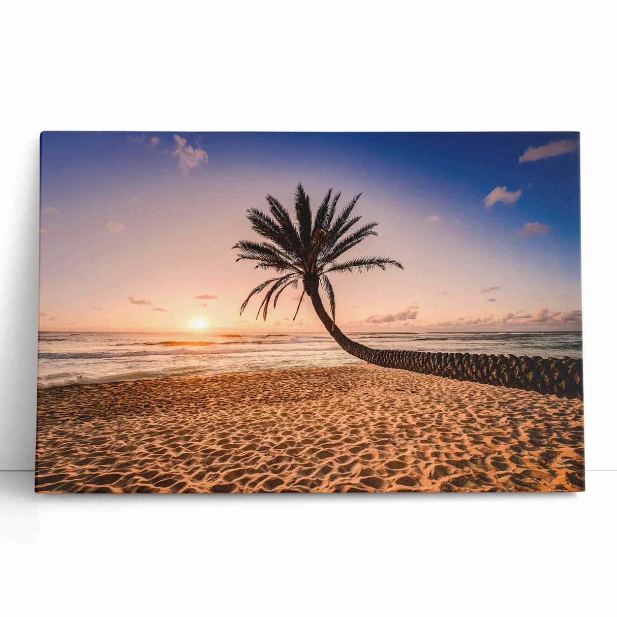 Black and white photograph of Oahu, Hawaii on stretched canvas, ideal for kitchen wall art or bedroom ambiance.