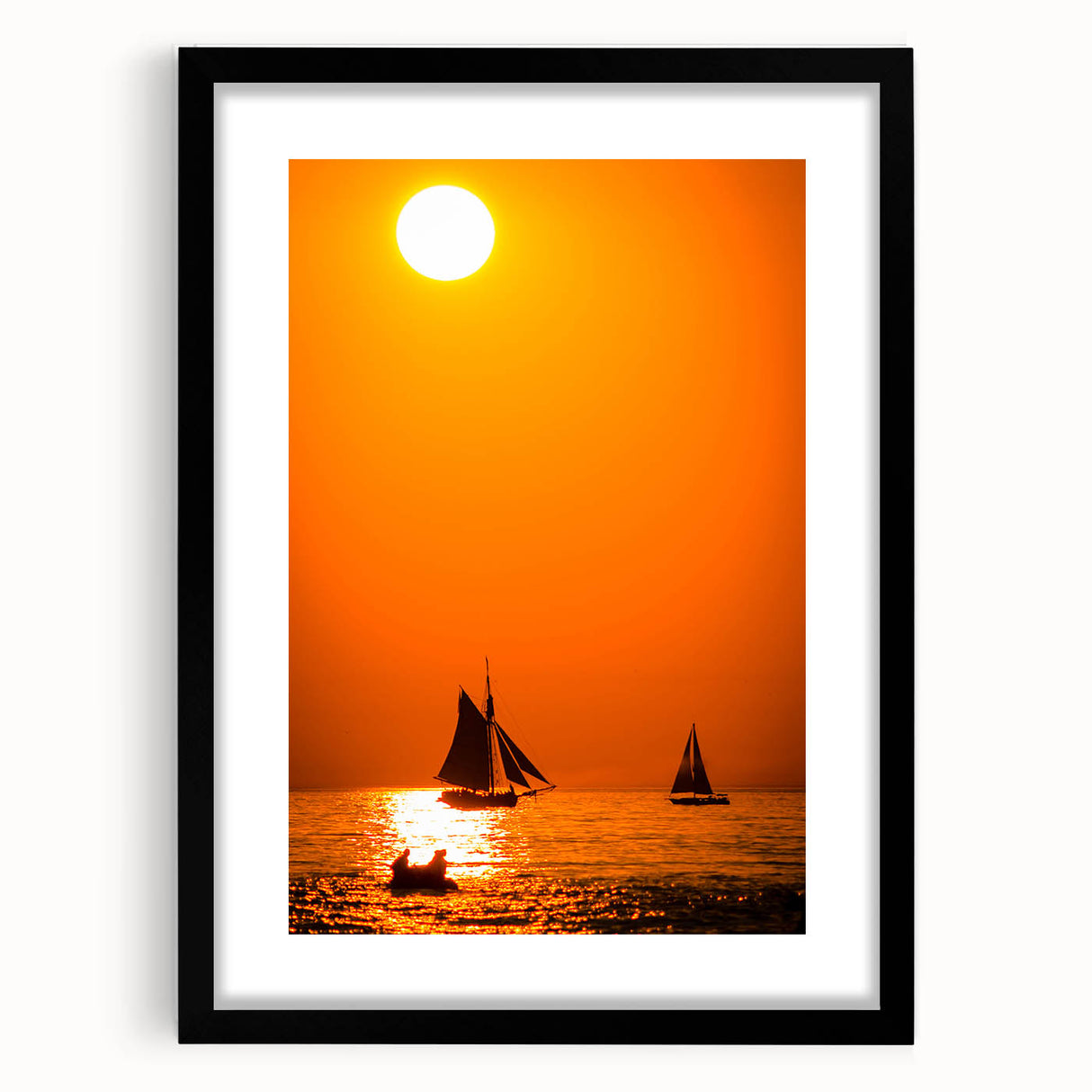 Extra large abstract art print of Lake Michigan, featuring bold, colorful textures in a black frame.