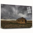 Acrylic print of a large abstract depiction of Kansas scenery in muted earth tones, suited for bedroom or dining room decor.