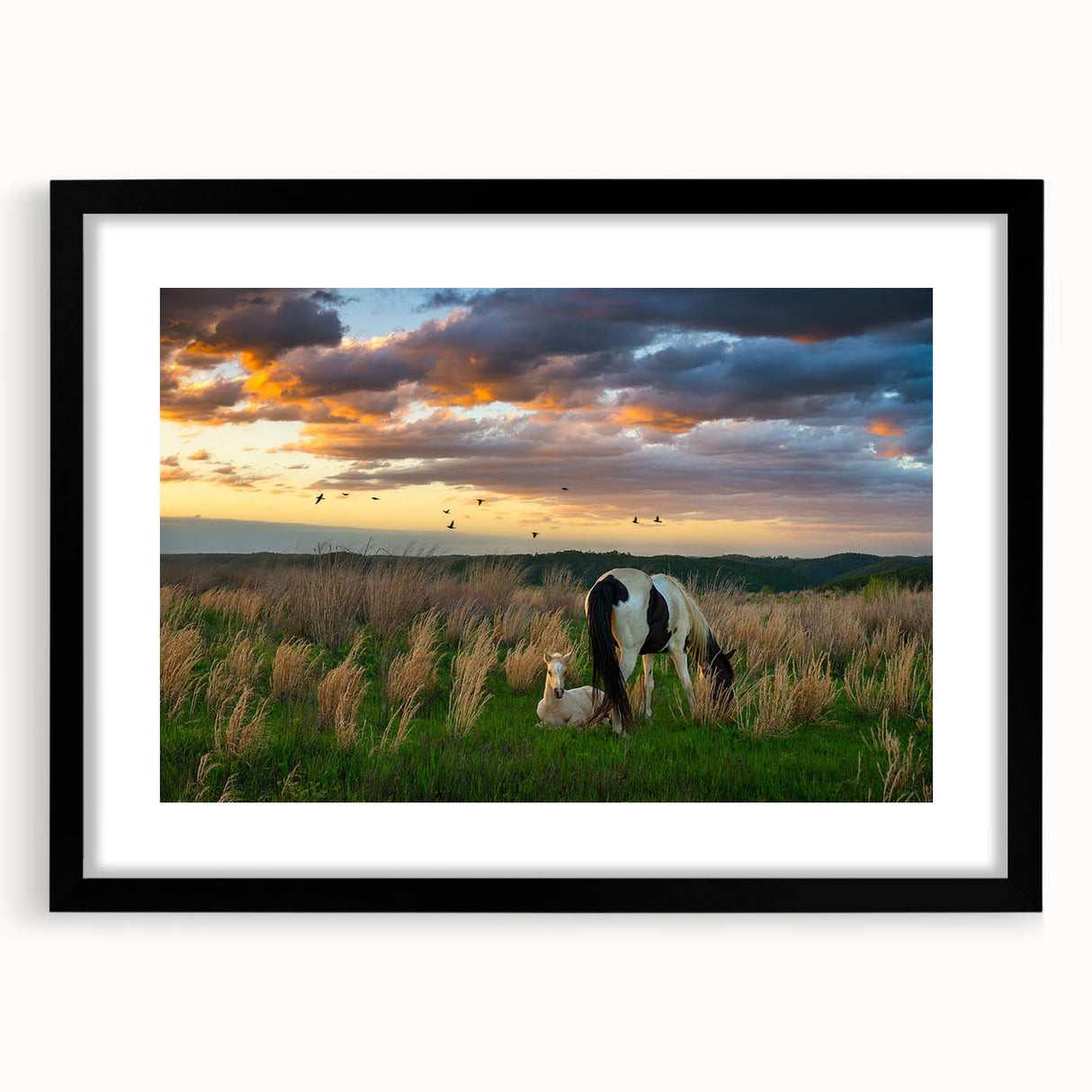 Abstract art print of a vibrant Kentucky landscape in textured colors on a large framed canvas, ideal for living room decor.