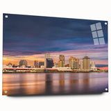 Acrylic print of a New Orleans landscape featuring muted earth tones and a modern abstract style.