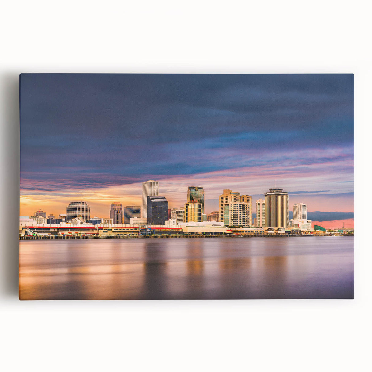 Black and white stretched canvas of New Orleans scenery, ideal for kitchen wall art.