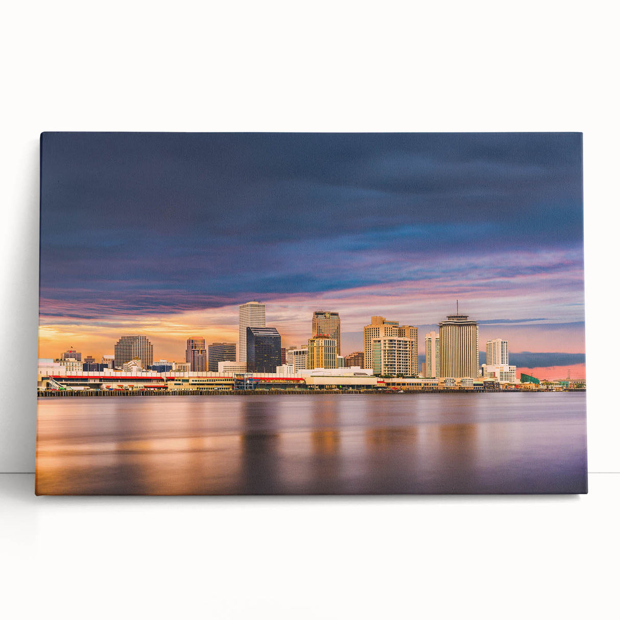 Black and white stretched canvas of New Orleans street scene, ideal for kitchen wall art or bedroom ambiance.