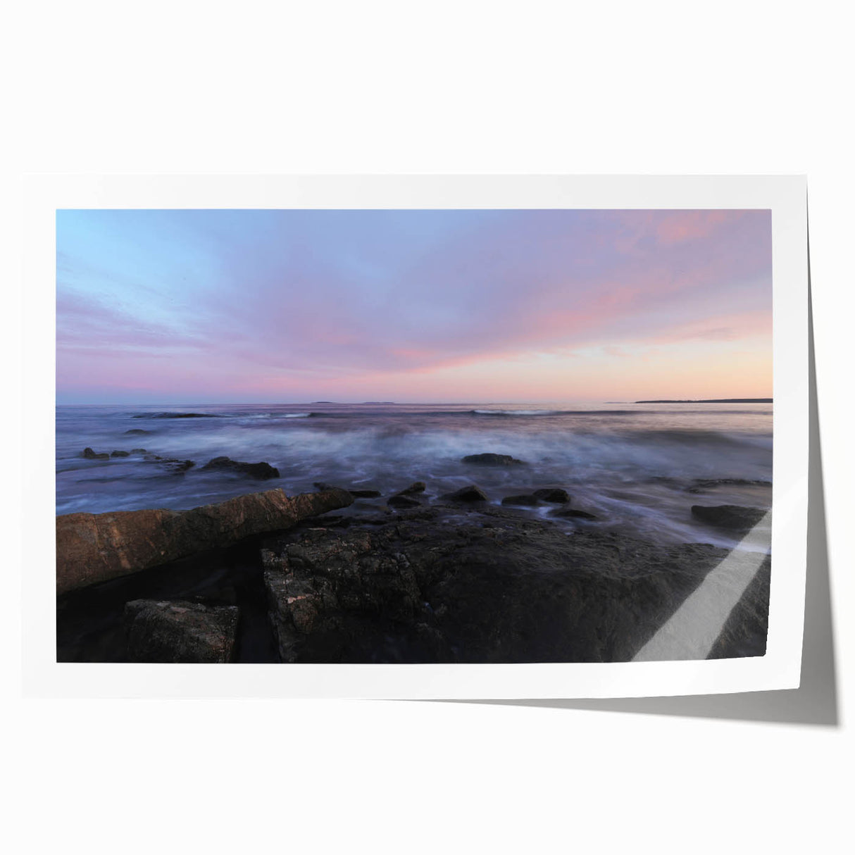 Acadia National Park landscape on rolled canvas with muted earth tones, ideal for art wall dining room.
