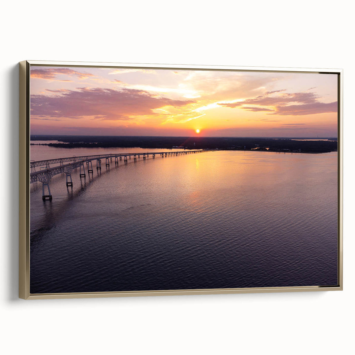 Framed canvas of Annapolis, Maryland landscape with vintage poster art style in black and gold tones.