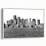 Framed canvas of a colorful Boston landscape painting, ideal for living room decor.