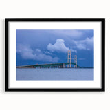 Extra large abstract art print of Michigan's Upper Peninsula in vibrant colors on a textured canvas, framed in black.