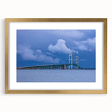 Extra large wall art depicting an abstract Michigan Upper Peninsula scenery in textured gold frame.