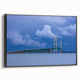 Black and white framed canvas of Michigan's Upper Peninsula landscape, ideal for bedroom wall decor.