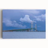 Black and white stretched canvas of Michigan's Upper Peninsula, ideal for kitchen wall art.