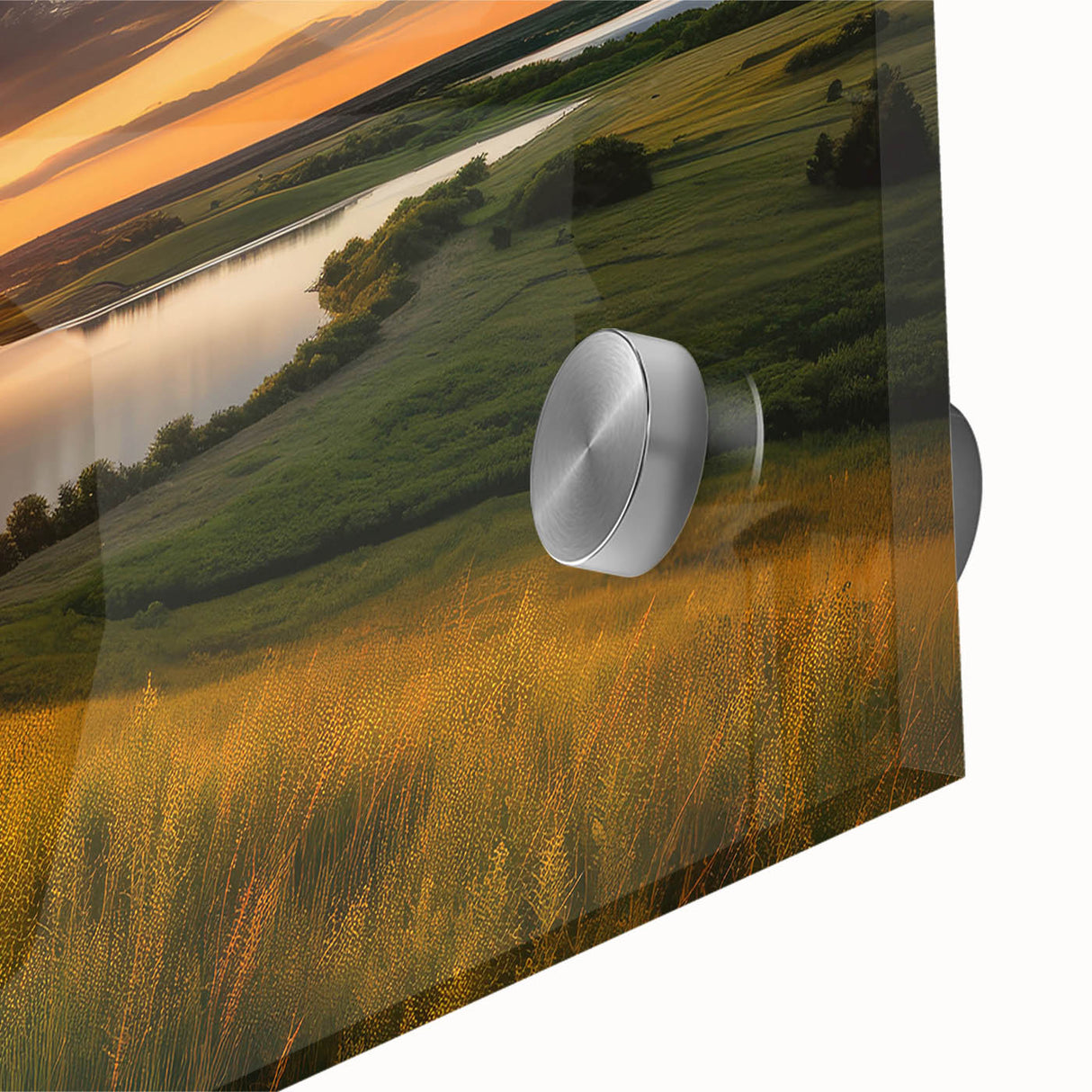 Large abstract wall art depicting Minnesota scenery in mid-century modernist style, with acrylic glass finish.
