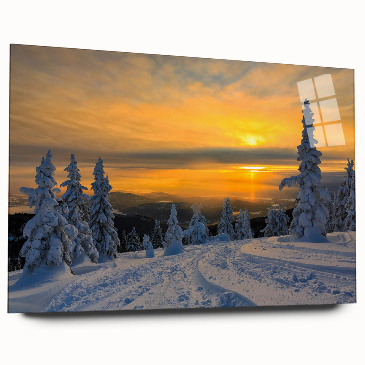 Acrylic print of a Montana landscape in muted earth tones, ideal for bedroom or dining room art.