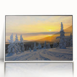 Acrylic print of a serene Montana landscape in muted green and blue tones, ideal for modern art wall decor.