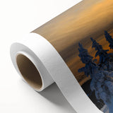 Art deco poster of Montana scenery in pastel shades on rolled canvas, ideal for nursery wall art.