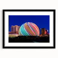Colorful abstract art print of Las Vegas with vibrant hues on a textured, extra large canvas, ideal for living room decor.