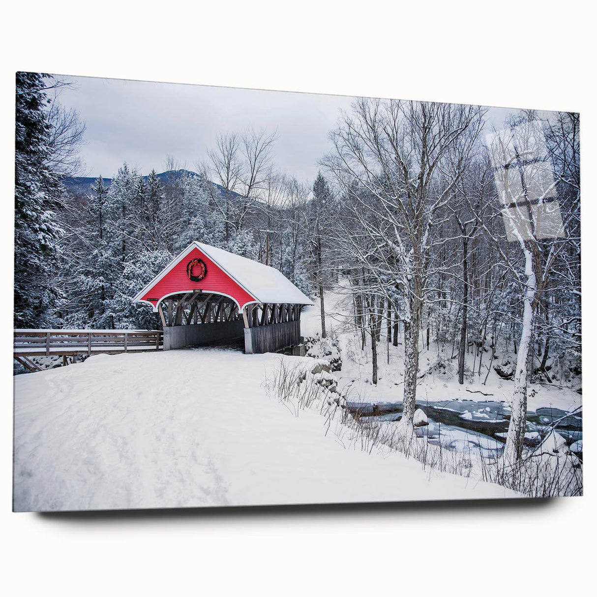Acrylic print of New Hampshire scenery in muted earth tones, suitable for bedroom or dining room decor.