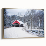 Framed canvas depicting a vintage-style New Hampshire landscape in muted earth tones, ideal for bedroom wall art.