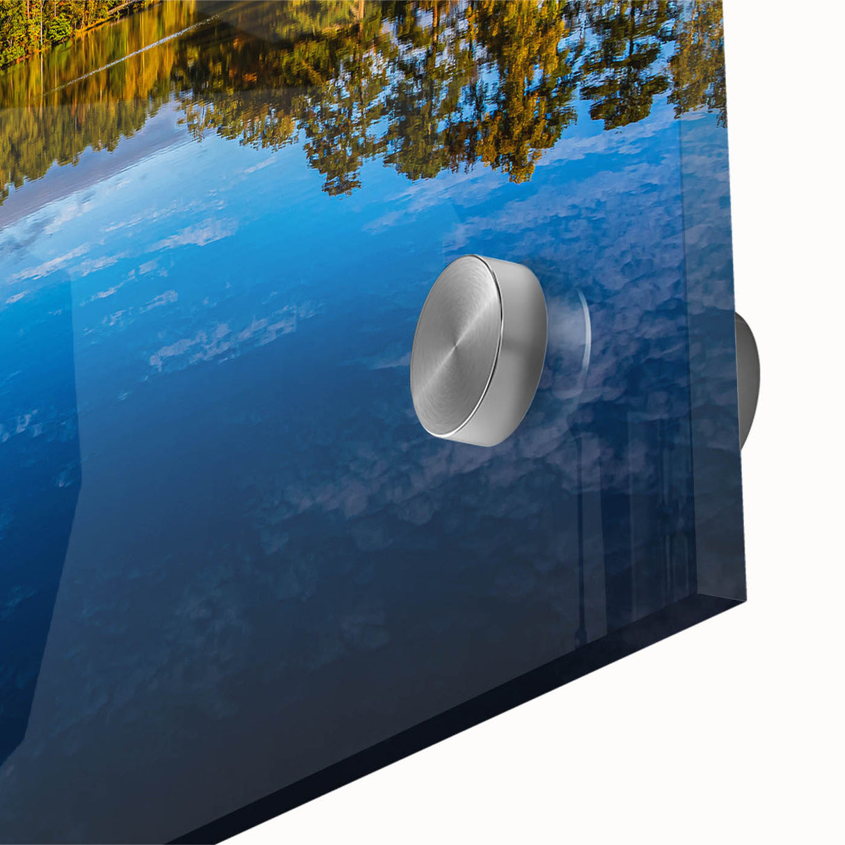 Large abstract wall art of Raleigh skyline in muted blue tones on acrylic glass, ideal for dining room art.