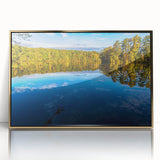 Large art print of Raleigh skyline in muted gold tones on framed acrylic, ideal for modern art wall decor.