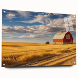Acrylic print of a North Dakota landscape in muted earth tones, ideal for dining room decor.