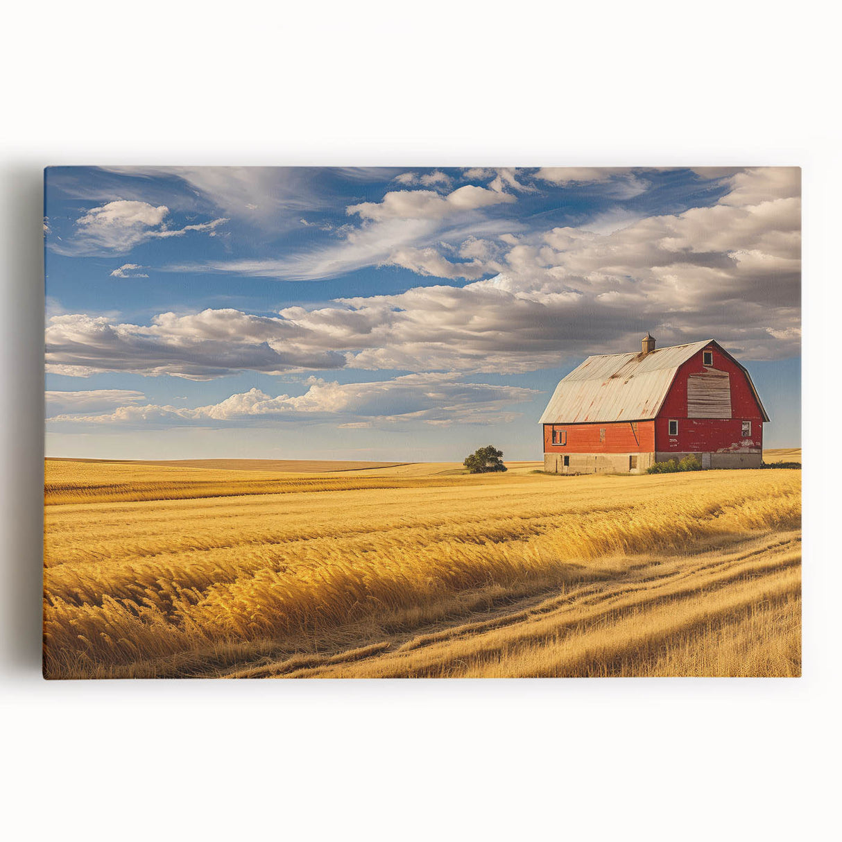Black and white stretched canvas featuring a serene North Dakota landscape, suitable as large kitchen art.