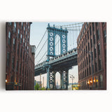 Black and white photograph of the Brooklyn Bridge on stretched canvas, ideal for kitchen wall art.