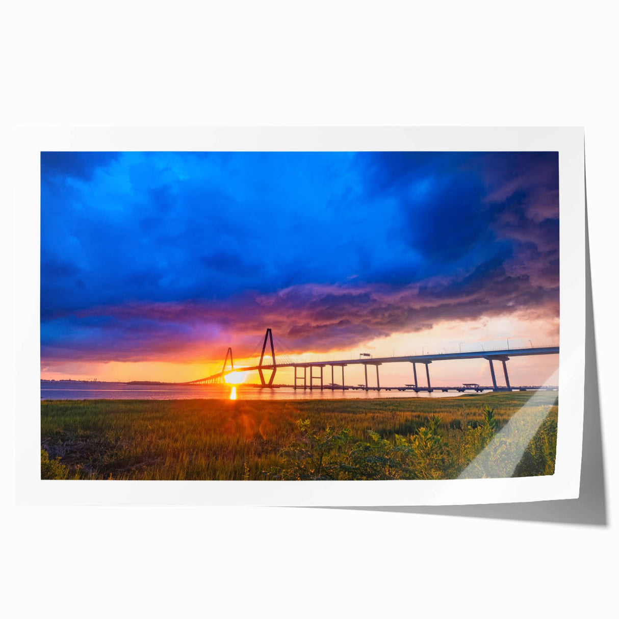 Rolled print of Charleston, South Carolina scenery with floral elements in soft pastel shades.