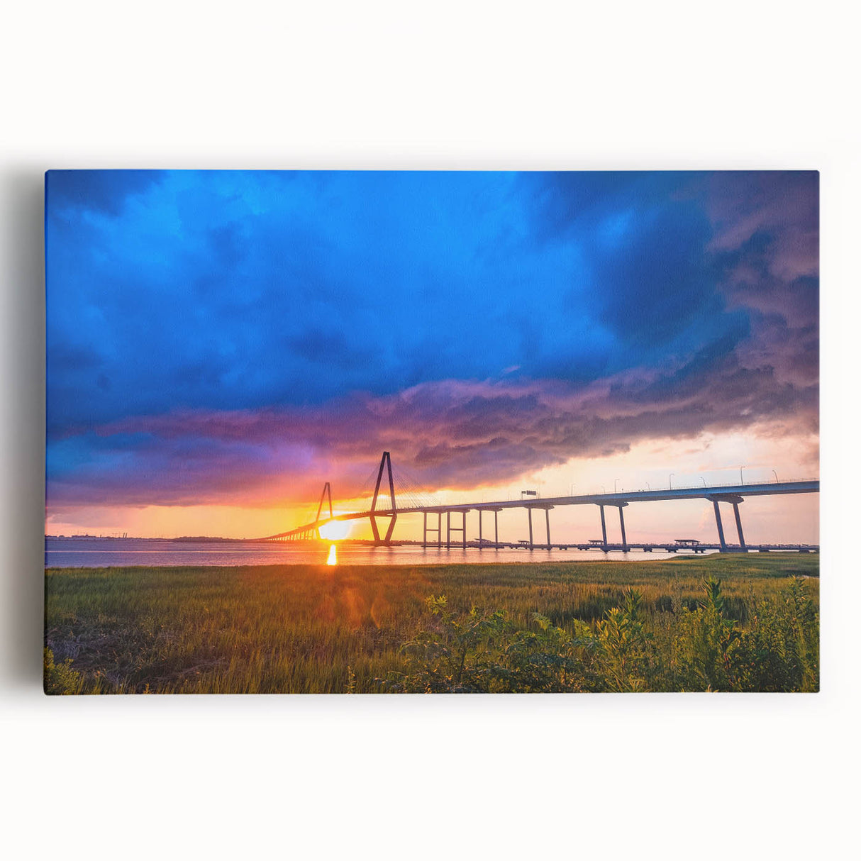 Black and white photo of Charleston scenery on large stretched canvas, suitable for kitchen wall art.
