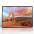 Large abstract wall art of Arches National Park in muted earth tones on a framed acrylic, suitable for modern art wall decor.